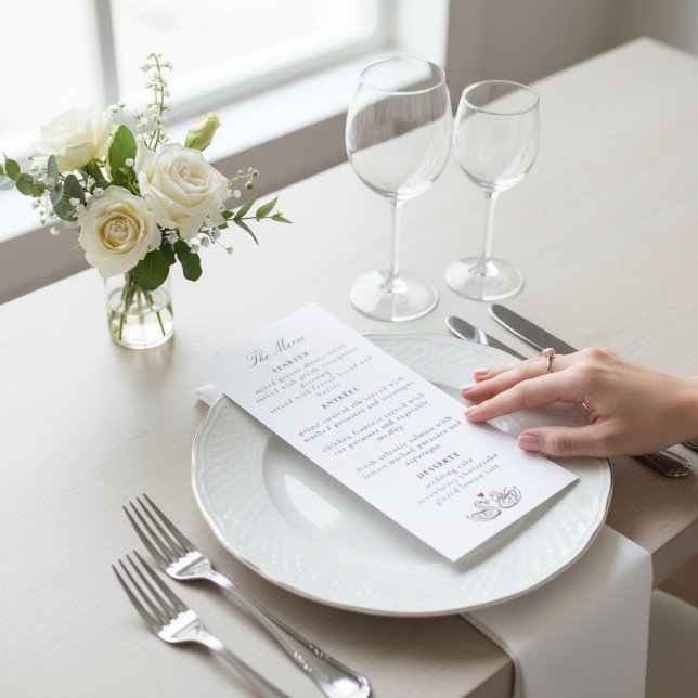 Romantic Swan Heart Calligraphy Menu Card Design (Creator Uploaded)