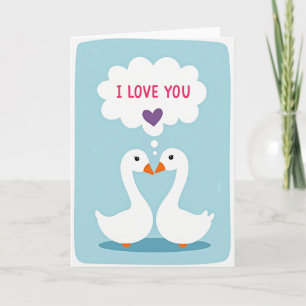 Romantic Swan Heart I Love You Card
