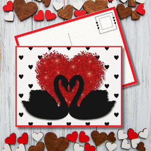 Romantic Swan Heart Valentine's Day Holiday Postcard