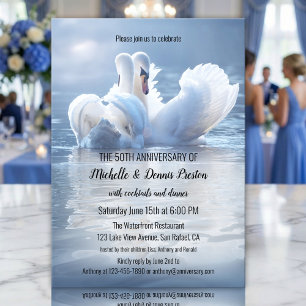 Romantic Swan Lake Anniversary Party Invitation