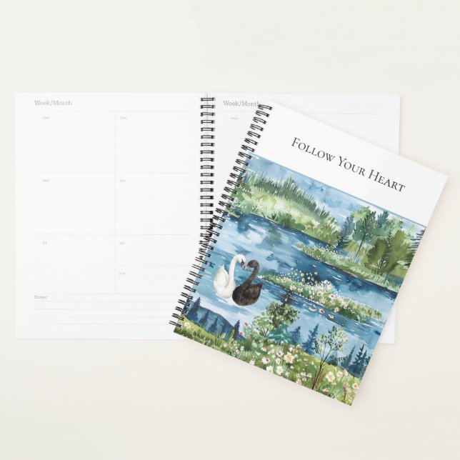 Romantic Swans Blue Lake   Planner (Display)