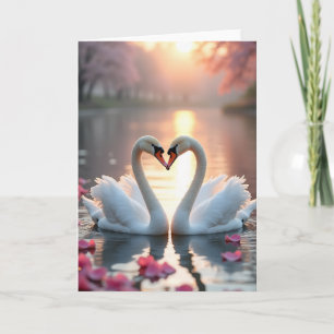 Romantic Swans Heart Card