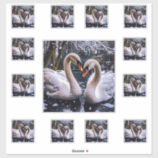 Romantic Swans in a Winter Wonderland