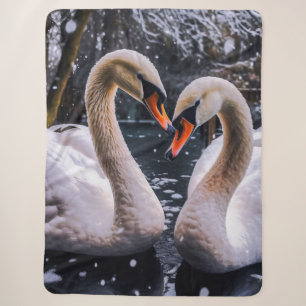 Romantic Swans in a Winter Wonderland Sherpa Blanket
