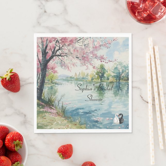 Romantic Swans Lake Bridal Shower   Napkin (Insitu)