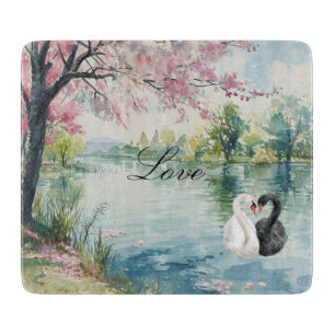 Romantic Swans Lake Love Cutting Board