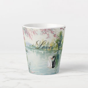 Romantic Swans Lake Love Latte Mug