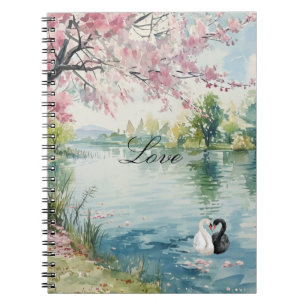 Romantic Swans Lake Love Notebook