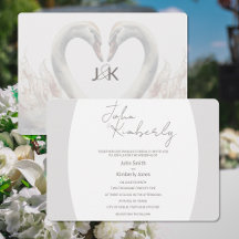 Romantic Swans Monogram Wedding Invitation