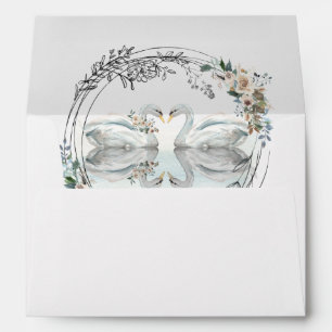 Romantic Swans on the Lake Wedding Envelope
