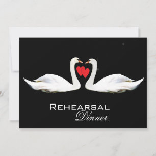 Romantic Swans Rehearsal Dinner Invitation