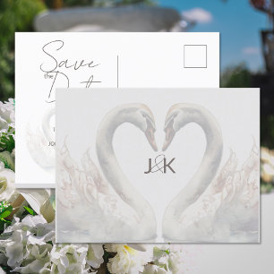 Romantic Swans Wedding Announcement Postcard