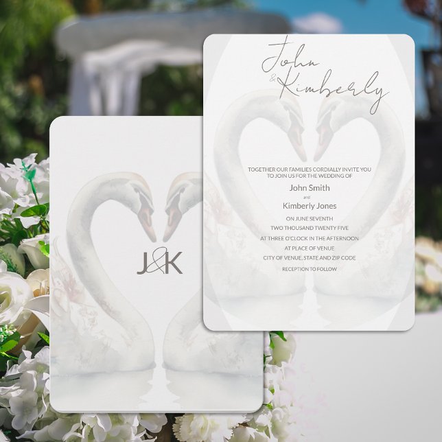 Romantic Swans Wedding Invitation (Creator Uploaded)