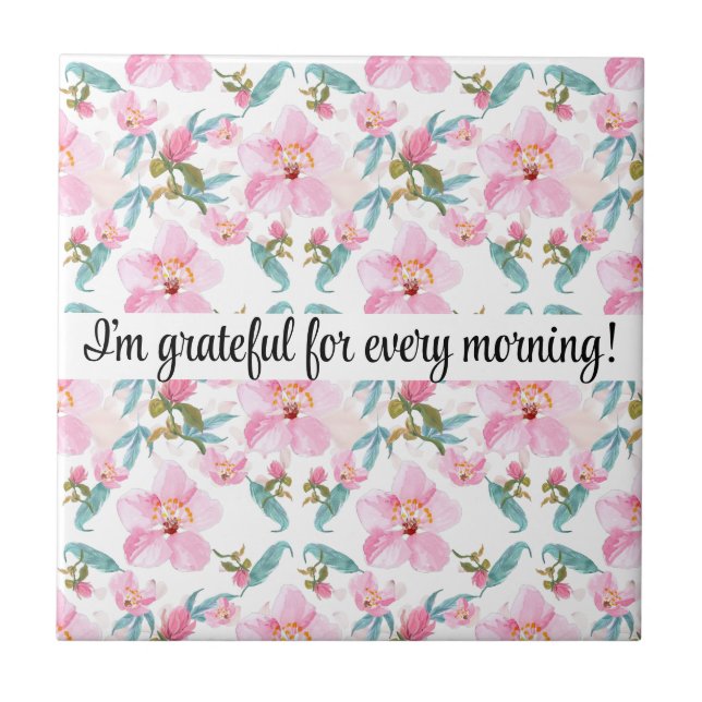 Romantic sweet cherry Blossom art Tile (Front)