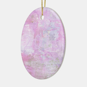 Romantic Sweet Happy New Year 2016 Soft Pink Ceramic Tree Decoration