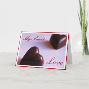 Romantic Sweet Love Chocolate Hearts any Text Holiday Card