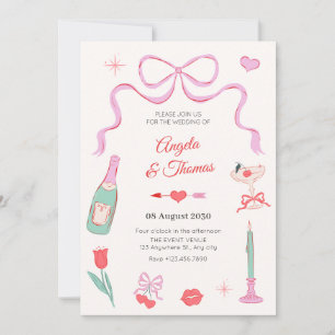 Romantic sweet valentine pastel colour wedding invitation
