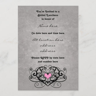 Romantic swirls and hearts bridal luncheon invitation