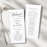 Romantic Swirly Calligraphy Wedding Ceremony Programme<br><div class="desc">This black and white wedding ceremony program featuring elegant and romantic swirly calligraphy lettering with your names,  wedding date,  order of service,  and wedding party details. For more advanced customisation of this design,  please click the BLUE DESIGN TOOL BUTTON above!</div>