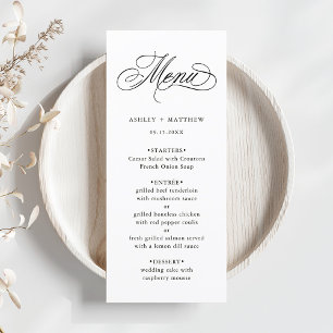 Romantic Swirly Calligraphy Wedding Menu