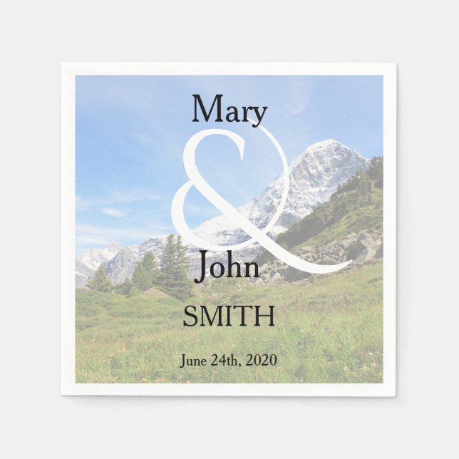 Romantic Switzerland mountain country wedding Napkin (Front)