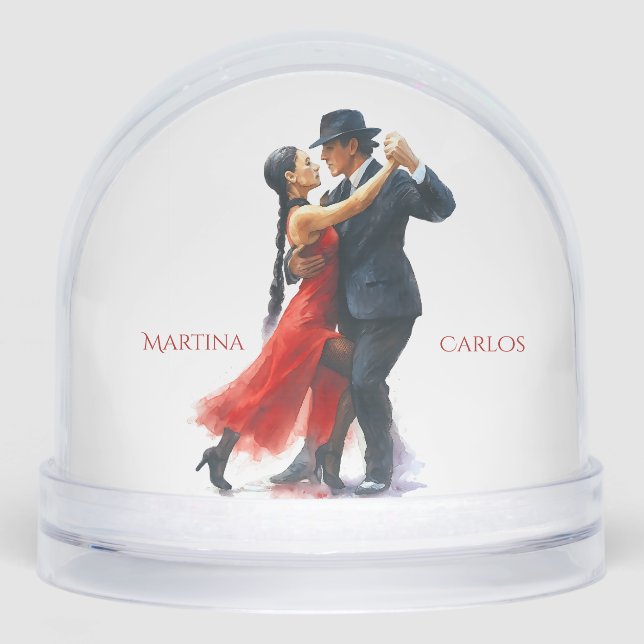 Romantic Tango Dance Couple Personalised Gift Snowglobe (Front)