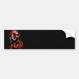 Romantic tango dancers on red fractal bumper sticker
