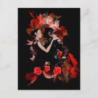 Romantic tango dancers on red fractal