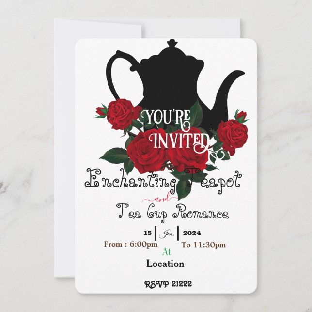 Romantic tea party invitation (Front)