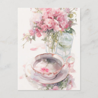 Romantic Tea talk Postcard