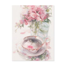 Romantic Tea talk Postcard