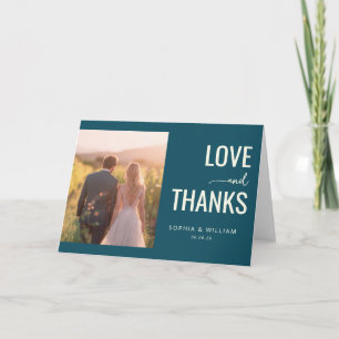 Romantic Teal Contemporary Photo Thank You Card