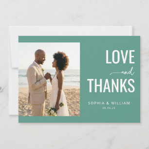 Romantic Teal Photo Collage Thank You Card