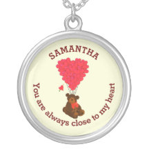 Romantic teddy bear and red heart personalised