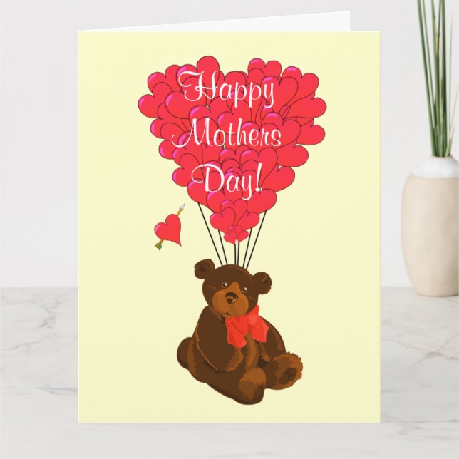 Romantic teddy bear mothers day card (Front)