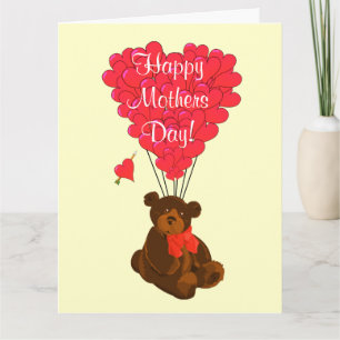Romantic teddy bear mothers day card