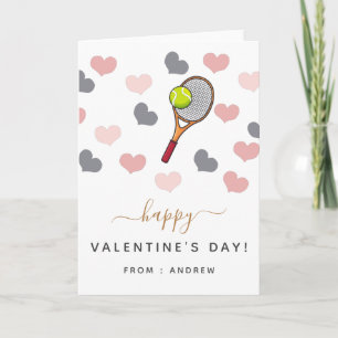 Romantic Tennis Valentine Hearts & Racket Love  Card