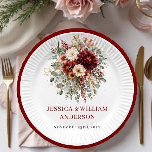 Romantic Terracotta Boho Wedding Paper Plates