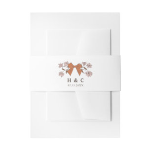 Romantic Terracotta Bow Floral Wedding  Invitation Belly Band
