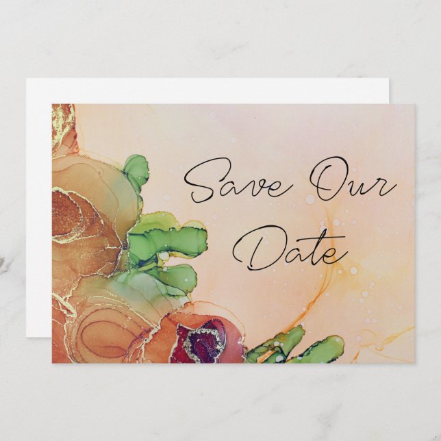 Romantic Terracotta Floral Wedding Save The Date (Front/Back)