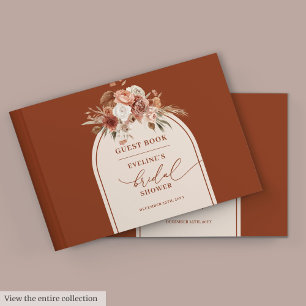 Romantic terracotta pampas boho bridal guest book