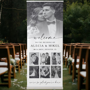 Romantic Theme Calligraphy Wedding Photo Welcome Retractable Banner
