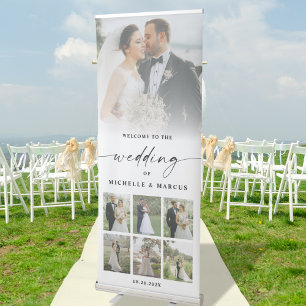 Romantic Theme Calligraphy Wedding Photo Welcome Retractable Banner