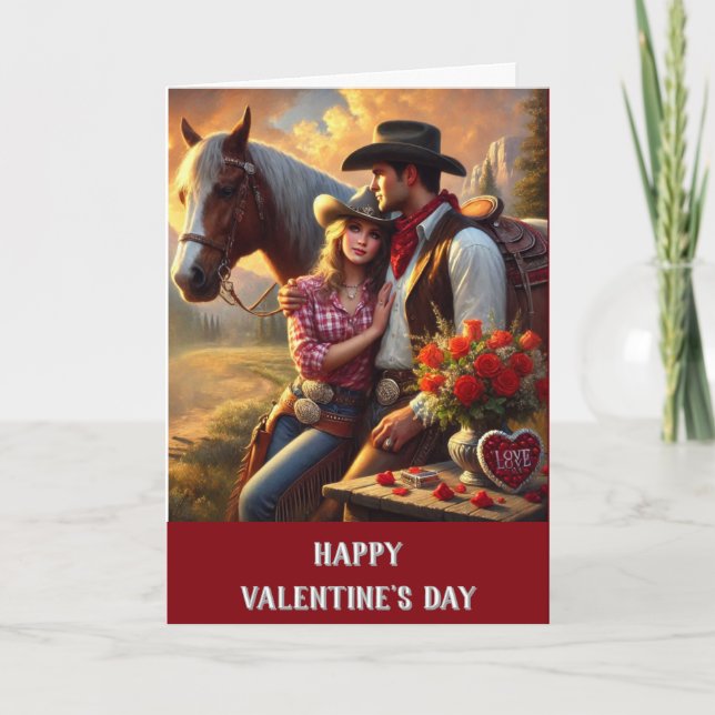 Romantic To Wife Western  Valentine's Day Holiday Card (Front)