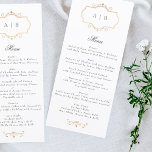 romantic traditional gold monogram wedding menu<br><div class="desc">This design is part of a collection - please contact us if you need any additional stationery
*not real foil</div>