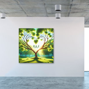 Romantic Tree Couple Monogram Canvas Print