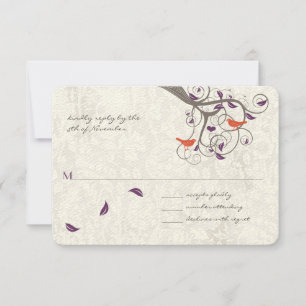Romantic Tree Swirl Lovebirds Wedding RSVP