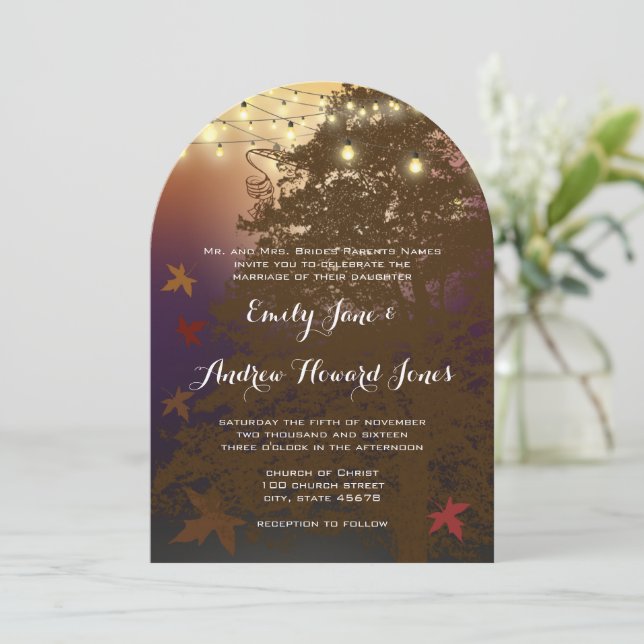 Romantic Tree Under the Stars Forest Wedding Invitation (Standing Front)