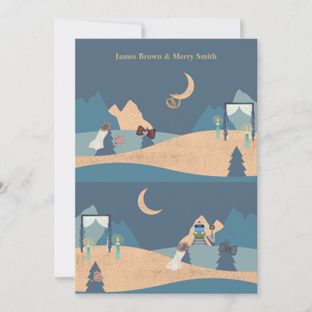 Romantic Trees Night Ceremony Moon Wedding Invitation (Front)