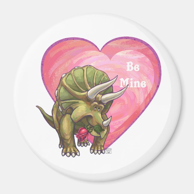 Romantic Triceratops Be Mine Magnet (Front)